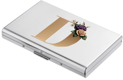 BONSYL® Porte Cartes de Crédit, Portefeuille Fin en Métal avec Blocage RFID, Design Tendance et Motifs Artistiques, pour Homme et Femme. (6 Cartes/Argent/D)