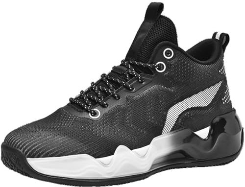 Zapatillas de baloncesto para hombre, ligeras, transpirables, antideslizantes, sin cordones, para deportes clásicos, Aldult, Black, 42.5 EU