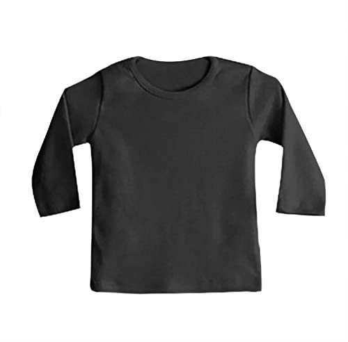 Newborn Baby Girls Boys Solid Color Thermal Underwear for Kids Basic Crewneck Long Sleeve T Shirt Warm Tops Boys Tee Shirts (Black, 12-18 Months)