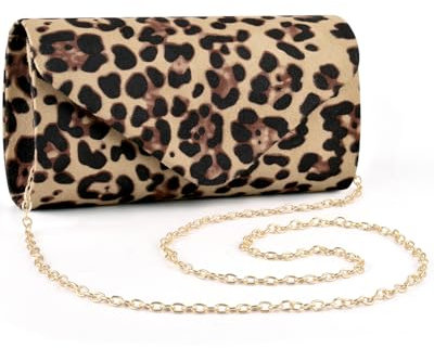 ERKOON Leopard Clutch Für Hochzeit, Clutches Abendtasche Unterarmtasche Tasche formelle Party-Handtasche für Hochzeit, Party, Cocktail, Abschlussball