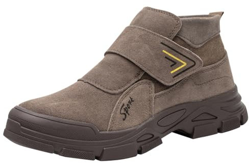 Generisch Zapatos de seguridad al aire libre con puntera de acero seguro sin cordones Botas de seguridad para hombre Ultra Cómodo y antideslizante Zapatos de protección Senderismo Montañismo Offroad
