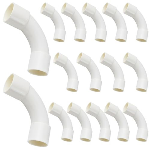 16 Stück PVC Rohr 20mm, Wasserdichter und Auslaufsicherer PVC-Rohrbogen,Rohrbogen 90 Grad, für Elektrische Rohre, Rohre, Gebäude, Entwässerung, Landwirtschaft, Bewässerung, DIY-Projekte (Weiß)