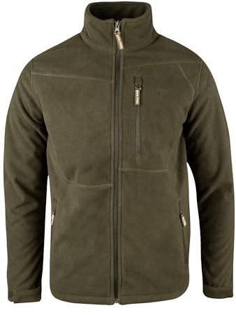 JACK PYKE Mens Waterproof Fleece Jacket, Breathable Long Sleeve Fleece Top with Elasticated Waist, Adjustable Cuffs & Zipped Pockets, Ideal for Hiking, Hunting & Country Wear – Earth Green/Brown