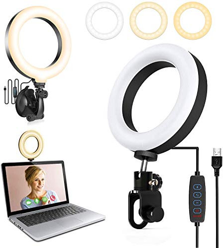 HENESE Ring Light, 4.7 Zoll LED Ring mit Clip, Verstellbarer Ring mit 3 Beleuchtungsmodi und 10 Helligkeitsstufen, Ring Light für Make-up, YouTube, Make-up, Live, Tiktok