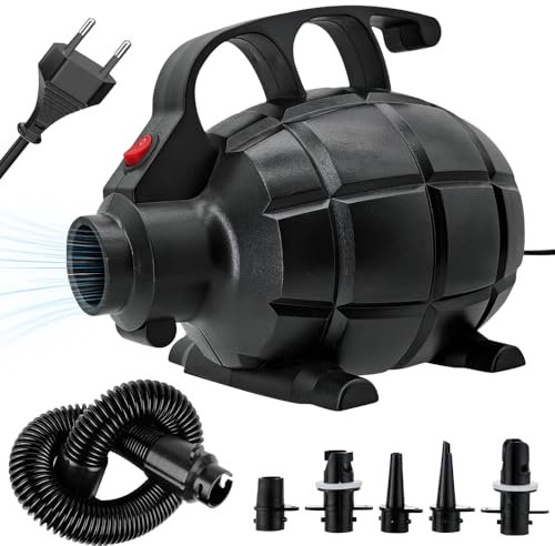 PLLYPE Elektrische Luftpumpe, 600W Luftpumpe Elektrisch, Elektrische Pumpe mit 5 Düsen, Luftmatratze Pumpe für Airtrack Matte, Aufblasen Ablassen, Schwimmringe, Luftmatratze, SUP Board, Yoga-Bälle