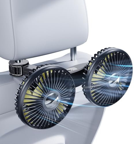 NIFBANG Car Fan,Battery Powered Usb C Rechargeable CarSeat Fans Powerful for Kids/Baby/Dog,[Comes with 12V 24V Car-Charger] 360° Rotatable Carseat Cooling Cooler that Blow Cold Air for Truck,SUV,RV