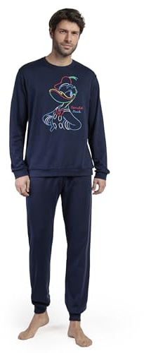 Disney Pigiama a maniche lunghe Donald Ok per uomo, Marino, M