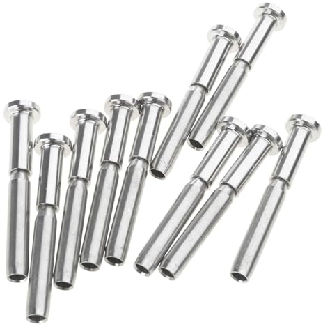 Lot de 10 rails de câbles invisibles en acier avec récepteurs et goujons de sertissage, convient pour poteaux en bois/métal, montage de balustrade