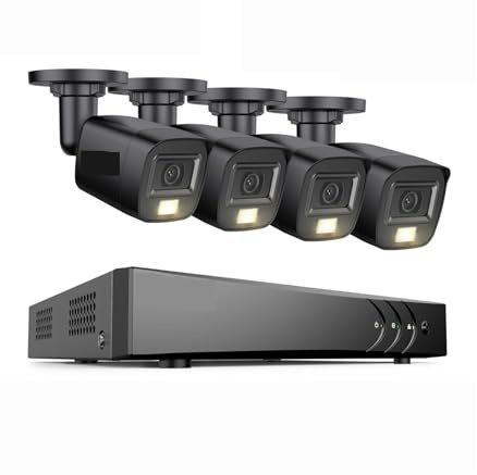 JOXLOVER Kit CCTV for di videosorveglianza 8CH 5MP con telecamere di sorveglianza Impermeabili con Microfono Incorporato 3K 4X 5MP 5 IN1 H.265 + DVR per Esterni(None)