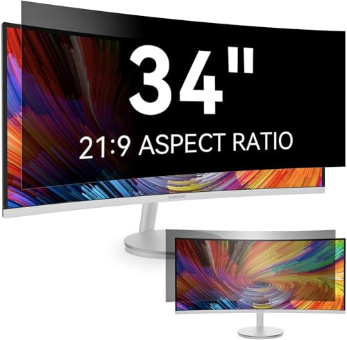 Protescreen 34 Inch Computer Privacy Screen Filter for 21:9 Aspect Ratio, Anti Blue Light Glare Shield, Removable 34 Monitor Screen Protector Shield, Anti Spy Screen Protector Film