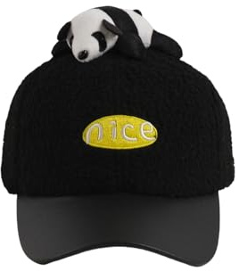 Generisch Gorro de béisbol suave para niñas con bonito diseño de panda, para casco de forro polar, gorro para niños, Negro , 3-8 años