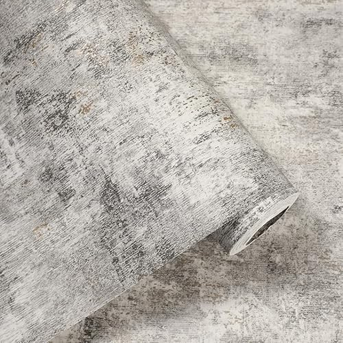 Cathpetic Silver Grey Concrete Wallpaper for Living Room, Bedroom, Fireplace Neutral Decorative Luxury Wall Paper with Distressed Pattern,Glitter Textured Finish & Metallic Detailing,950 * 50CM=5m²