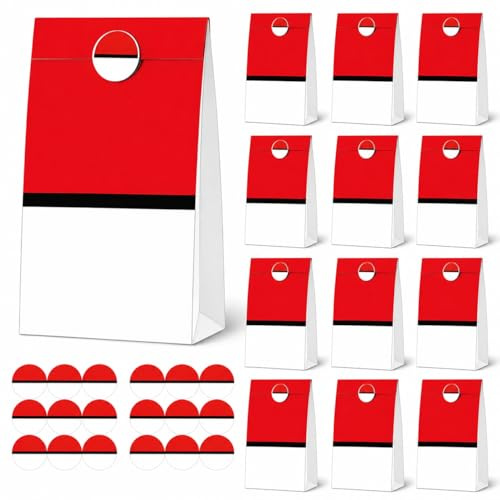 12 Stück Geschenktüten Kindergeburtstag,Candy Tüten zum Verpacken mit 12Aufkleber,Geburtstagstüten Kinder,Gift Bags Children's Birthday für Mitgebsel Kindergeburtstag, Hochzeit, Party