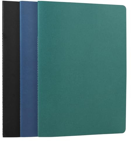 HOMEMARS Notizbuch A4, 100 GSM,21cm x 28.5cm,Dotted,Schwarz Grün Blau,3 Stück,80 Seiten Notizblock a4 für Studenten, zum Schreiben, Reisen & Business, Einband aus Karton, Memo-Tagebuch & Themenheft