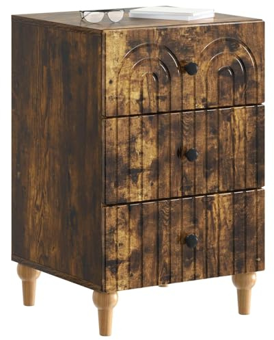 vidaXL Nachttisch Geräucherte Eiche 43x 41 x 66,5 cm Holzwerkstoff, Moderner Wohnraum, praktische Aufbewahrung, Coole Schlafzimmermöbel, stylischer Nachttisch, umweltfreundliches Design