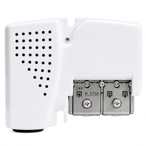 CABLEPELADO - Fuente de Alimentación 24V para Antena de TV | Alimentador de Vivienda con 2 Salidas e Impedancia 75 Ohm | Conectores F-Hembra de Zamak Blindado | Uso en Interiores | Blanco