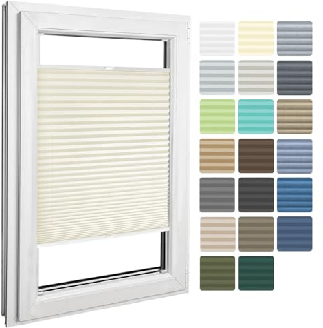 Home-Vision Premium Plissee zum Anschrauben Creme-Vanille B100cm x H120cm | Blickdichtes Fensterrollo mit Halterungen zum Bohren in der Glasleiste Sonnenschutz Jalousie für Fenster & Türen