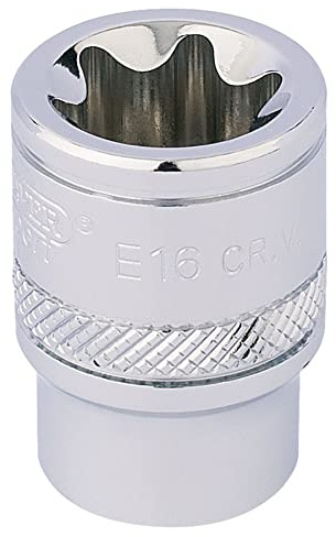 Draper 34204 TX-Star 3/8 Inch Square Drive E16 Socket, Blue