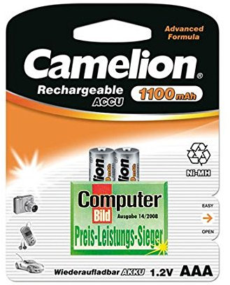 2X Camelion Akku AAA 1100 mAh Micro NiMH schnellladefähig, ohne Memoryeffekt