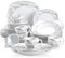 VEWEET 'Serena' 30-Piece Dinner Set Ivory White Irregular Patterns Porcelain Ceramic Dinner Set of Cups Saucers Dessert Plates Soup Plates Dinner Plates Service for 6