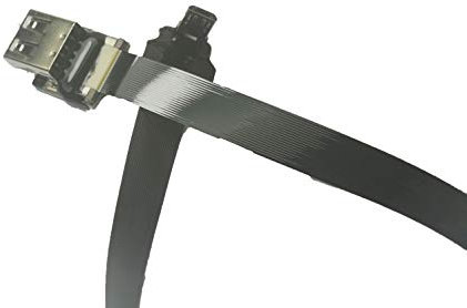 Cable USB Plano Ulter de 90 Grados, Micro USB Macho en ángulo a USB A Hembra estándar para sincronización de 50 cm, Color Negro