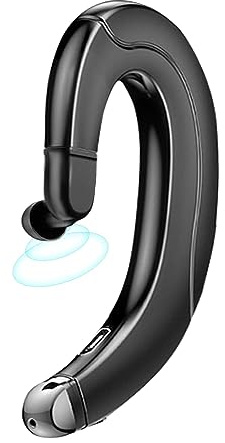 AOCOAKW Ear Hook Bluetooth Headphone V5.0 with Mic, Painless Single Ear Wireless Headset 5 Hrs Playtime for Android Phones/iPhone X/8/7/6, Lightweight Non Bone Conduction Headphone with Ear Plug