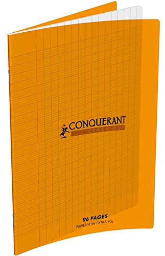 CONQUÉRANT SEPT Lot de 3 Cahiers 24 x 32 96 pages grands carreaux couverture polypro orange