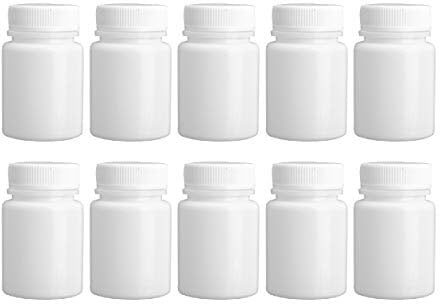 CHICTRY 10Pcs Empty Portable Plastic Bottles Solid Powder Capsule Case Pill Tablet Holder Medicine Chemical Bottle Dispenser Storage Container White 50ml