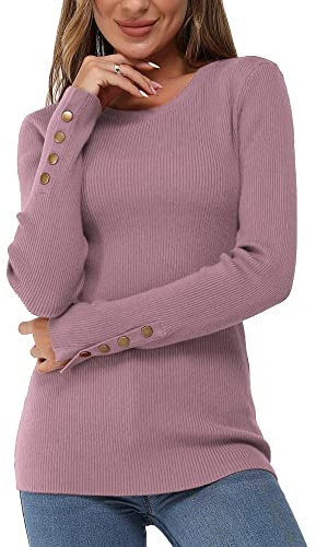 Newshows Pullover Damen Herbst Strickpullover Elegant Damenpullover Winter Pulli Damen Helles Violett