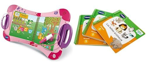 VTech - MagiBook Starter Pack Rose, Livre Interactif Enfant – Version FR & Livre MagiBook - Mes Premiers apprentissages Niveau Maternelle - Pack de 3 Livres, Livres éducatifs – Version FR