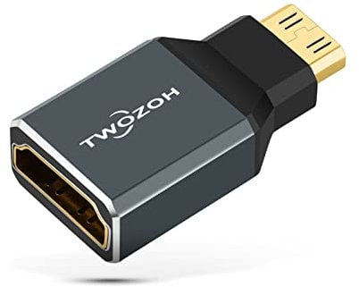 Twozoh Adaptateur Mini HDMI 8K 2.1 (1 Paquet), Adaptateur Mini HDMI mâle vers HDMI Femelle 8K@60Hz, 4K@120Hz, 2K@240Hz