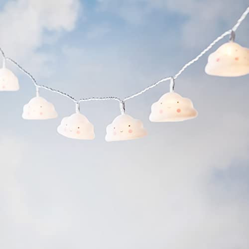Lights4fun 12er LED-Wolken Lichterkette batteriebetrieben mit Timer für den Innenbereich Kinderzimmerdeko Cloud Jungen und Mädchen Deko Babyzimmer IP20 geprüft