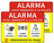 Goodvia Cartel Alarma Aluminio Reflectante 18x25 cm, Placa Alarma Conectada Cartel Videovigilancia Metalico Prohibido el Paso Propiedad Privada Duradero, Impermeable y Resistente UV, 2PCS