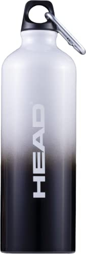 HEAD® Borraccia in Alluminio 750 ml con Tappo in Plastica e Moschettone in Metallo, Nero