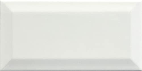 Metro White Ceramic Wall Tile Subway Brick Effect, Bevelled Edges Bathroom Kitchen Tile, Gloss Finish - Box of 50,1M², 100 x 200mm