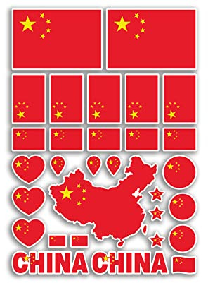 Feuille d'autocollants A4 en vinyle avec drapeaux chinois - Drapeau national du monde - Vacances - Vacances - Voiture - Esthétique #80102