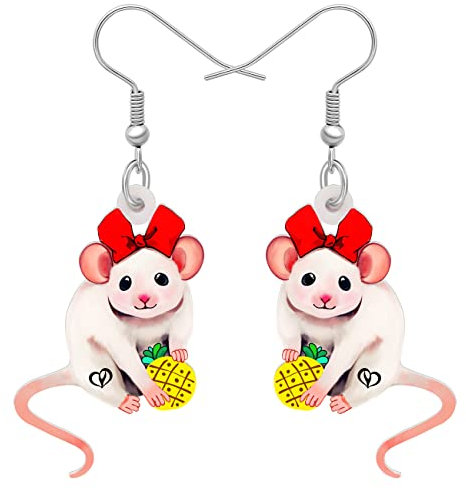 RAIDIN Acryl Anime niedlich Maus Fisch Haken Ohrringe für Damen Mädchen Baumeln Tropfen Tiere Ohrringe Schmuck Geschenke für Party Tierliebhaber Charms (Rose)