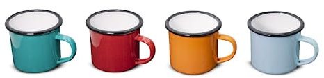 4er Set Emaille Tassen, Mehrweg Kaffeebecher, Trinkbecher, überall Einsetzbar, 350ml