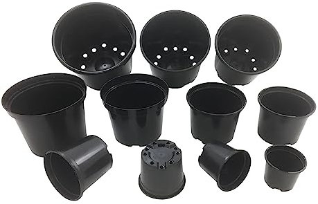 Oakland Gardens Premium Large Plastic Plant Pots for Outdoor Gardening - Set of 5 Litre Plant Pots x 10 Sturdy Planters