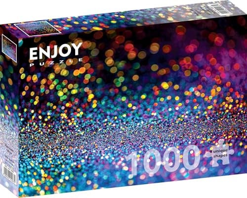 1000 Pieces Jigsaw Puzzle for Adults – Matte Finish, Soft Touch, Sturdy and Unique Pieces, Tight Fit, Vivid Colors, Missing Pieces Service – Fun Multicolor Rainbow Circle Glitter – by ENJOY Puzzle