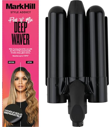 Mark Hill Pick 'N' Mix Interchangeable Hair Curling Wand - Deep Mermaid Waver Barrel - 32 mm - Black (Handle Not Included)
