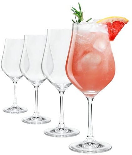WUITOKI Bicchieri Spritz, Aperitivo, Cocktail, set da 4, 450ml, Longdrink, eleganti con stelo lungo, tulipano