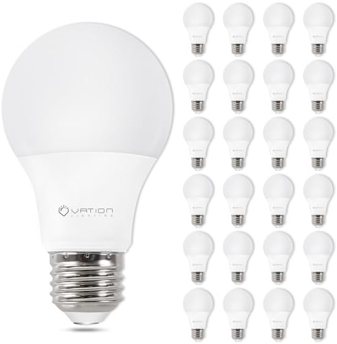 VATION LIGHTING 24 Pack A19 LED Light Bulb Daylight 5000K LED Bulbs, 60 Watt Equivalent, Efficient 8.5 Watt, 800 Lumens, E26 Medium Base, Non-Dimmable, ETL/UL Listed