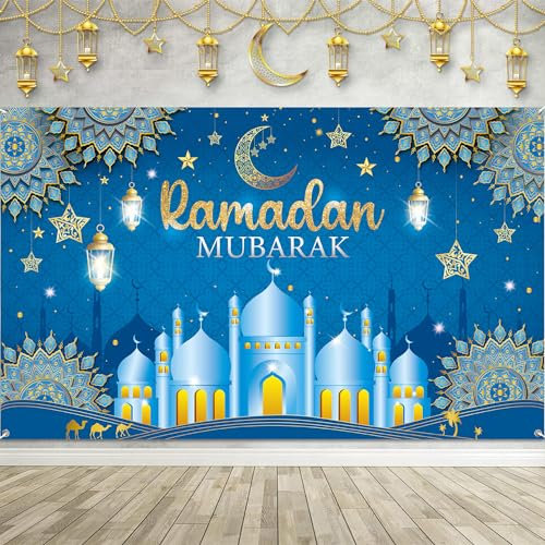 Ramadan Dekoration, Ramadan Mubarak Hintergrund Banner, XXL Ramadan Kareem Banner für Muslim islamische Party Ramadan Deko(180 * 110cm)