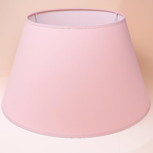 45 cm Pantalla Cono, Tela de Algodón, respaldo de PVC Blanco, Producto Hecho a Mano, para Lámpara de Mesa, Lámpara de Pie (Rosa)