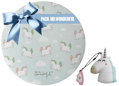 WONDEE Pack Mr Wonderful Regalos, Unicornio Pendrive Original USB 32 GB + Alfombrilla de ratón Infantil Redonda Antideslizante - Regalos Originales para Mujeres y Niñas