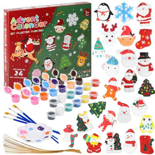 Calendrier de l'Avent 2024 Kit de peinture pour enfants, Calendrier de Noël 24 jours Compte à rebours de l'Avent Arts et Artisanat pour enfants, Calendrier de l'Avent 2024 Jouets de Noël Cadeaux