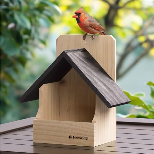 Navaris Nistkasten für Vögel - Robustes Vogelfutterhaus aus Kiefernholz - Wetterfest - Für Draußen und Balkon - Vogelhaus zum Aufhängen - Vogelhäuschen - Schwarz
