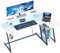 HOMIDEC Gaming Desk with LED Lights, 140CM Computer Desk with Monitor Stand, L Shaped Corner Desk with Headphone Hook and Shelves for Gaming Room, Bedroom, Office, White