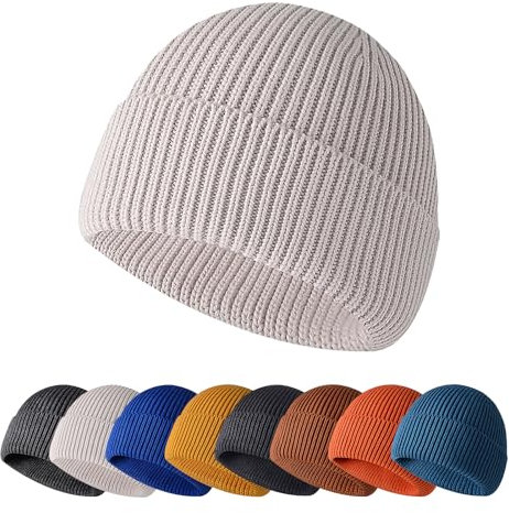 Enwokran Wintermütze Mütze Herren Damen Strickmütze Roll up Edge Cuffed Beanie Klassisches Design Herrenmütze Modern Weich Elastisch Haube Atmungsaktivem (Beige)